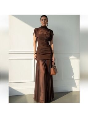 Zara COMBINATION DRAPED MAXI DRESS